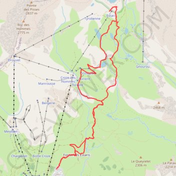 Trace GPS Circuit des lacs depuis Orcière Merlette (parking Merlette), itinéraire, parcours