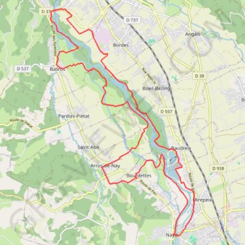 Trace GPS Boucle du Gave - Nay, itinéraire, parcours