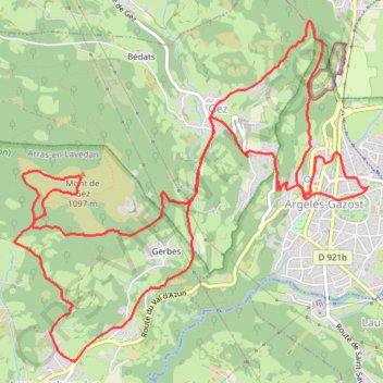 Trace GPS Mont de Gez par le sud, itinéraire, parcours