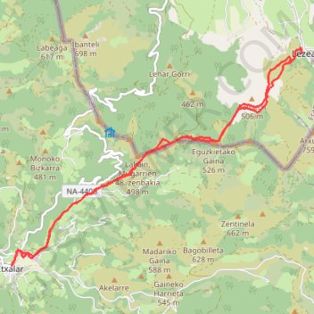 Trace GPS Sare - Etchalar, itinéraire, parcours