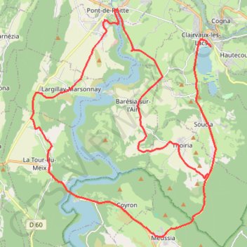 Trace GPS Grand Lac – Vue imprenable sur le lac boucle au départ de Clairvaux-les-Lacs, itinéraire, parcours