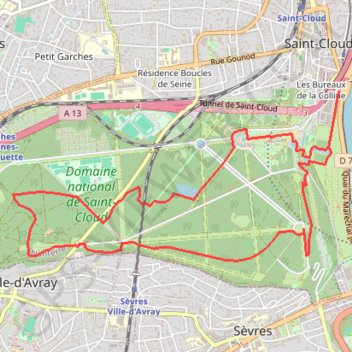 Trace GPS Un tour au Parc de Saint-Cloud, itinéraire, parcours
