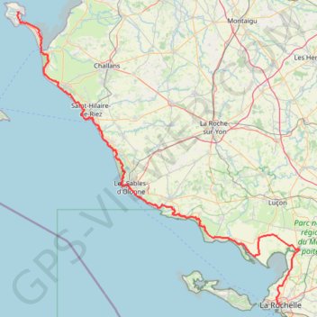 Trace GPS La Rochelle (17000), Charente-Maritime, Nouvelle-Aquitaine, France - Noirmoutier-en-l'Île (85330), Vendée, Pays de la Loire, France, itinéraire, parcours