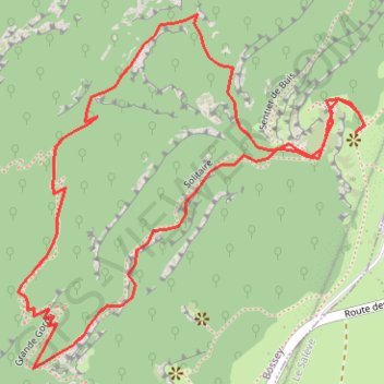 Trace GPS Grand Salève - Boucle par les sentiers des Buses et du Solitaire - T4 (Randonnée Pédestre), itinéraire, parcours