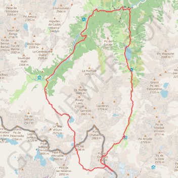 Trace GPS Vallées de Gaube et du Mercadau, itinéraire, parcours