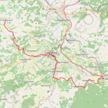 Trace GPS Tappa 32 - Da San Gimignano a Monteriggioni, itinéraire, parcours