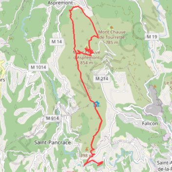Trace GPS Mont chauve par la crete de Graus, itinéraire, parcours