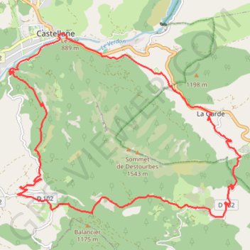 Trace GPS Castellane - Le tour de Destourbes, itinéraire, parcours