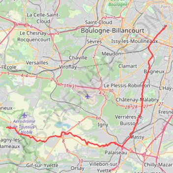 Trace GPS Paris - Massy - Chateaufort, itinéraire, parcours
