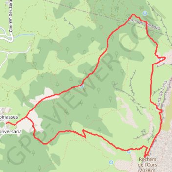 Trace GPS Traversée des Rochers de l'Ours et de la Crête des Crocs, itinéraire, parcours