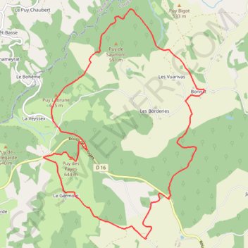 Trace GPS Puy Saumon - Chamberet, itinéraire, parcours
