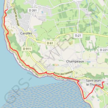 Trace GPS De Carolles à Saint Jean le Thomas, itinéraire, parcours