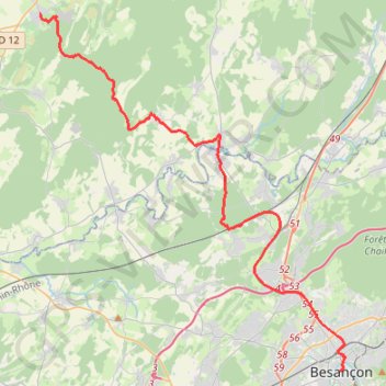 Trace GPS De Gy à Besançon, itinéraire, parcours