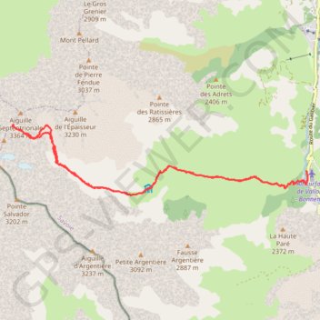 Trace GPS Col des Aiguilles d'Arves, itinéraire, parcours