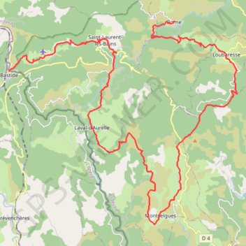 Trace GPS Tour de la Montagne Ardéchoise. De Borne (Ardèche) à La Bastide-Puylaurent (Lozère), itinéraire, parcours