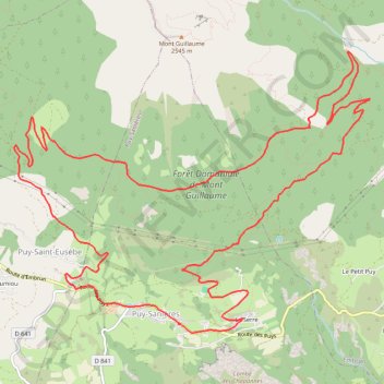 Trace GPS Puy Sanières - Mont Guillaume, itinéraire, parcours