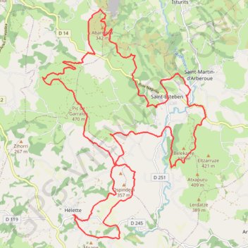 Trace GPS Circuit Hélette-Garalda-Abarratia-Saint Esteben, itinéraire, parcours
