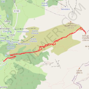 Trace GPS Dent du Chatelet, itinéraire, parcours