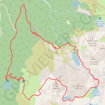 Trace GPS Grand colon - la pra - Lac Crozet, itinéraire, parcours