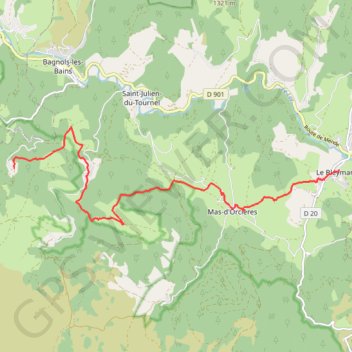 Trace GPS Sur le Gr 68 Le Bleymard - Auriac, itinéraire, parcours