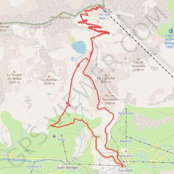 Trace GPS Pic de MIDI de Bigorre, itinéraire, parcours