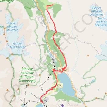 Trace GPS Via Alpina - Le Monal > Le Lac de Tignes, itinéraire, parcours