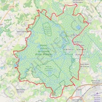 Trace GPS Tour de La Brière, itinéraire, parcours