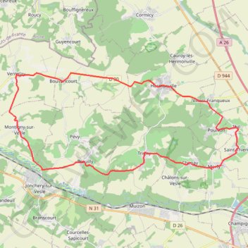 Trace GPS Le Massif de Saint Thierry, itinéraire, parcours