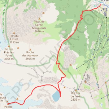 Trace GPS Dôme de Monêtier - La pointe du Rif, itinéraire, parcours