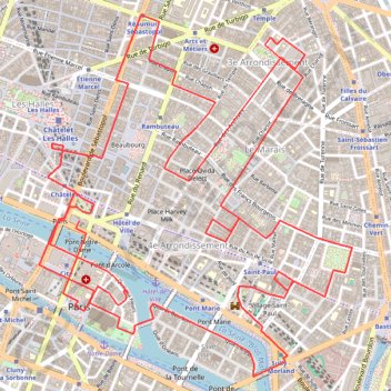 Trace GPS PARIS - Le Marais, itinéraire, parcours