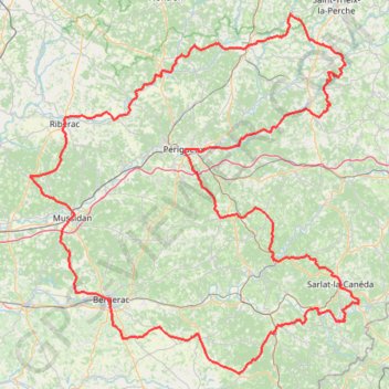 Trace GPS Tour de la Dordogne Cyclotouriste - option courte, itinéraire, parcours
