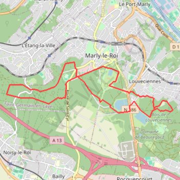 Trace GPS LOUVECIENNES - MARLY LE ROI, itinéraire, parcours