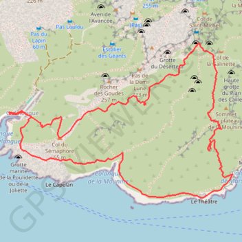 Trace GPS La batterie du Four de Caux depuis Callelongue, itinéraire, parcours
