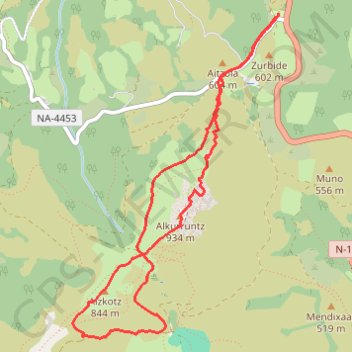 Trace GPS Alkurruntz en circuit depuis le col d'Otxondo (RKT), itinéraire, parcours