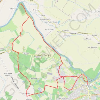 Trace GPS Circuit des terres de l'Aveyron - Nègrepelisse, itinéraire, parcours
