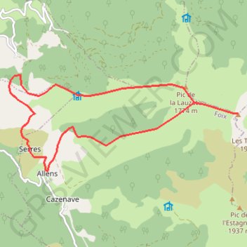 Trace GPS Mont Fourcat en circuit depuis Serres, itinéraire, parcours