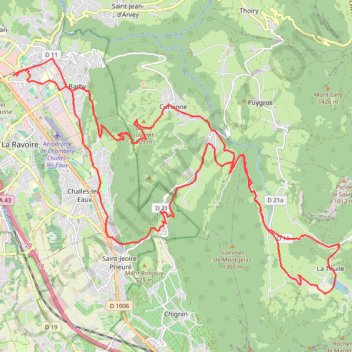Trace GPS Bauges - La Thuile - Trou de Chignin, itinéraire, parcours