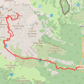 Trace GPS Peña Telera, itinéraire, parcours