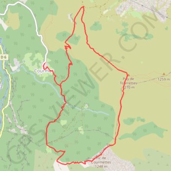 Trace GPS Puy de Tourrettes et Pic de Courmettes depuis Courmes, itinéraire, parcours