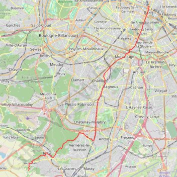 Trace GPS Chemin de Compostelle - Paris à Vauhallan par les GR, itinéraire, parcours