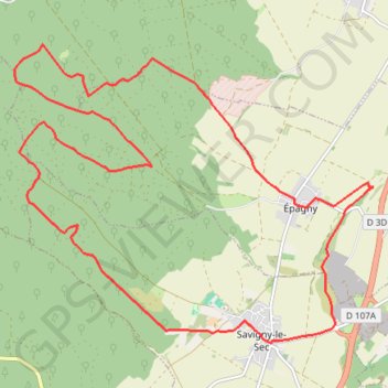 Trace GPS Circuit Savigny-le-Sec - Épagny, itinéraire, parcours
