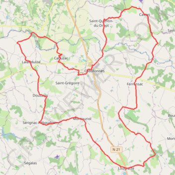 Trace GPS Circuit des Pruniers d'Ente - Catillonnès, itinéraire, parcours