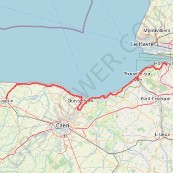 Trace GPS Honfleur à Bayeux, itinéraire, parcours