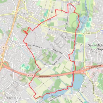 Trace GPS Longpont boucle Leuville, itinéraire, parcours