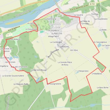 Trace GPS Val de Loire, Chaumont-sur-Loire, Les frileuses, itinéraire, parcours