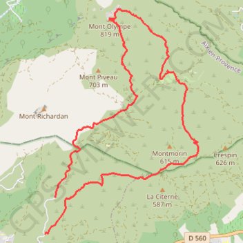 Trace GPS Mont Olympe, itinéraire, parcours