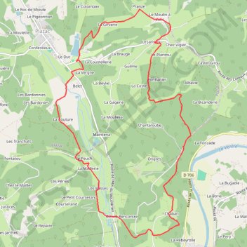 Trace GPS Plazac - La Côte de Jord, itinéraire, parcours