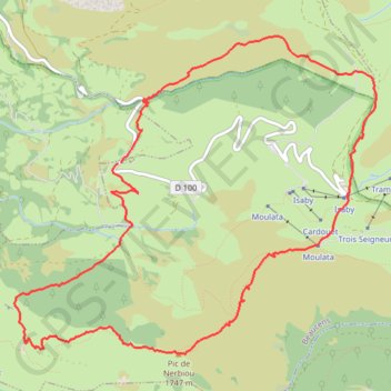Trace GPS Pic de Nerbiou & Soum de Maucasau en circut depuis Sérères (RKT), itinéraire, parcours