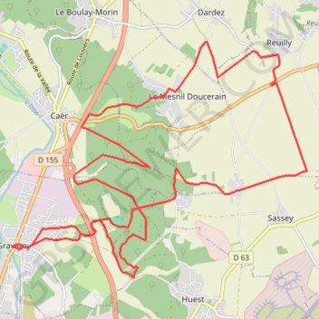 Trace GPS Fôret d'Huet - Gravigny, itinéraire, parcours