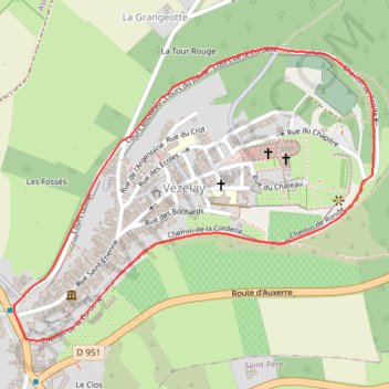 Trace GPS Le tour des remparts - Vézelay, itinéraire, parcours
